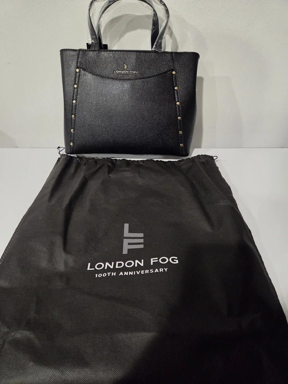 London Fog Black Studded Tote